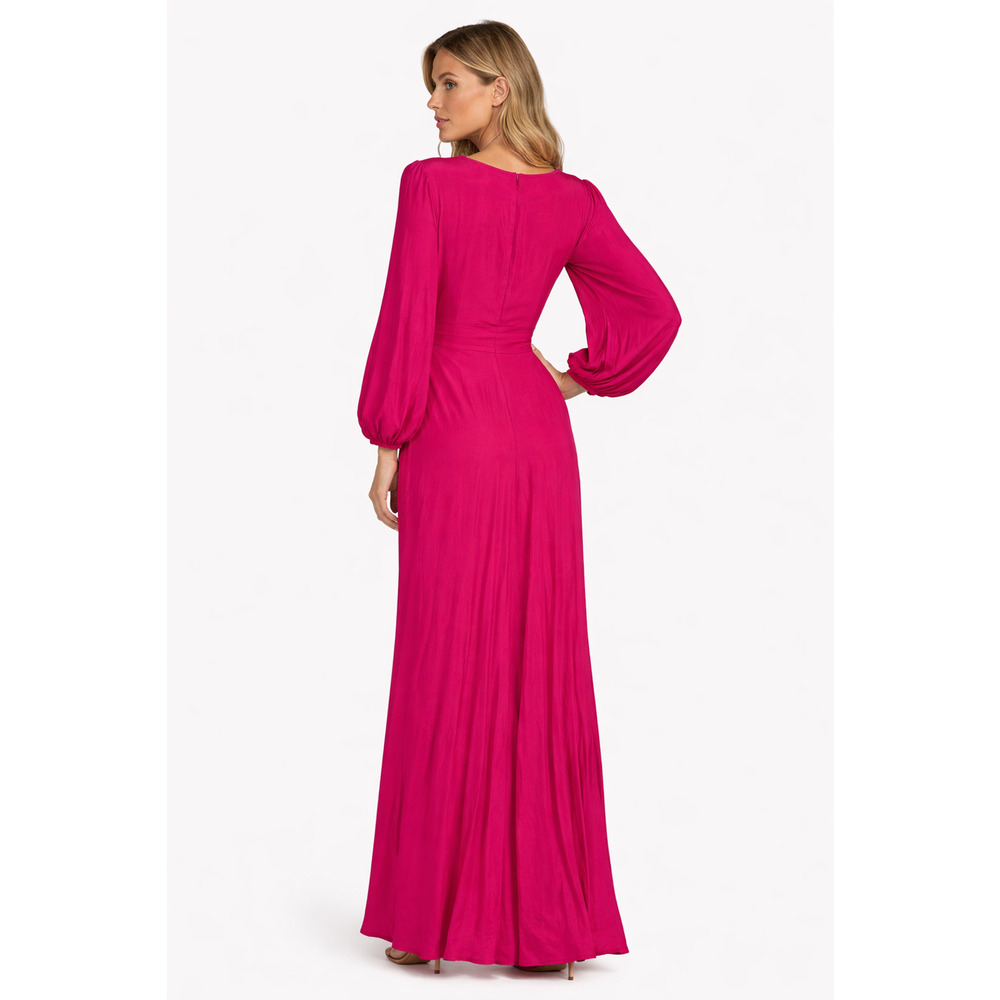 Farm Rio Cutout Maxi Dress Size Medium Tassel Magenta Blouson Sleeves Cocktail - Picture 2 of 10